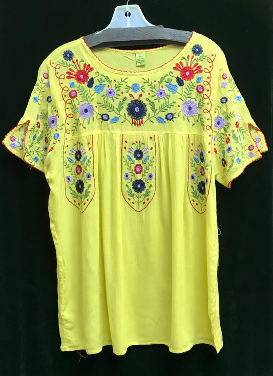 Embroidered cotton peasant blouse