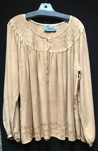 TIENDA HO 1691 EMBROIDERED RAYON OVERSIZED TOP